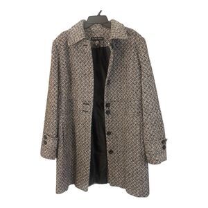 New York & Company Wool Blend Tweed Coat Black White 12